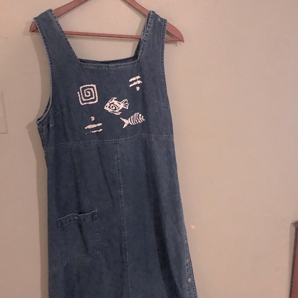 Funky Denim Tribal Overall Dress - Picture 1 of 4